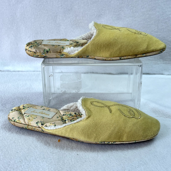 Sam Edelman Flat Shoe Womens 8 Kerry Mule Gold Embroidered Logo Slip On Wool - Picture 6 of 10